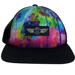 American Eagle "AEO" Adjustable SnapBack Colorful Cloth & Black Mesh Ball Cap